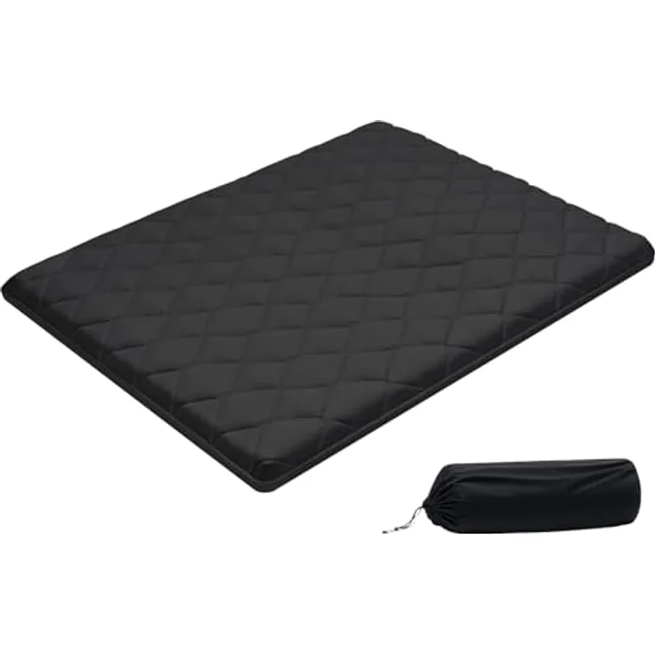 VEVOR japanische Futon-Matratze (2032 x 1524 x 89 mm), Faltbare Tatami (Queen Size), Bodenmatratze mit Aufbewahrungstasche & Befestigungsmaterial, 9-lagige Schlafmatte für Meditation Yoga, Schwarz