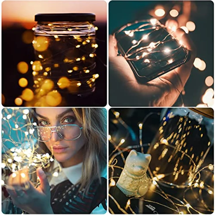 Jsdoin LED Mini Lichterkette mit Batterie, 12x20er Micro Lichterkette außen Batterie, 2M DIY kleine Lichterketten Wasserdicht für Party Hochzeit Weihnachten Beleuchtung Deko (WarmWeiß) – Bild 6