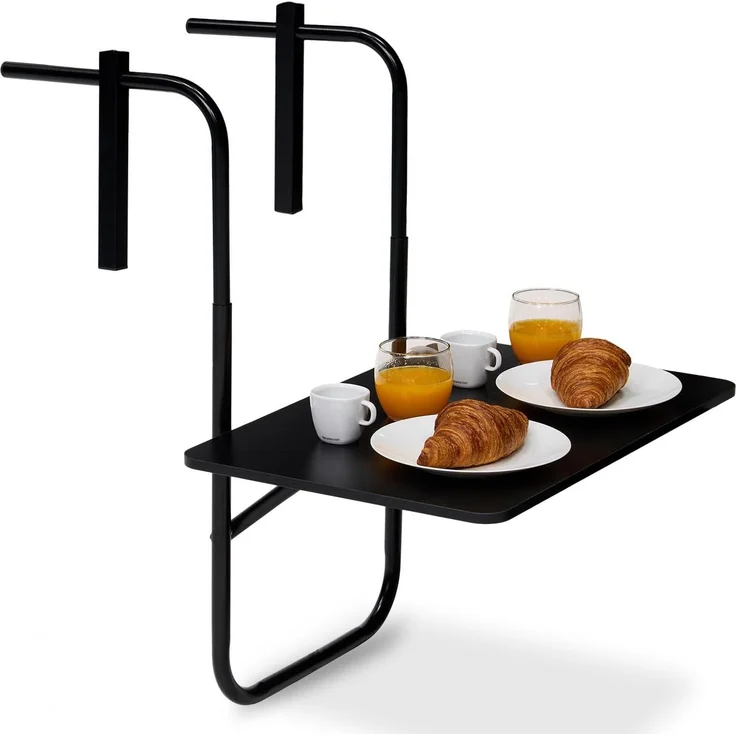 Infinity Goods Balkontisch – klappbar – 40 x 60 cm – verstellbar – hängend – schwarz – Bild 1