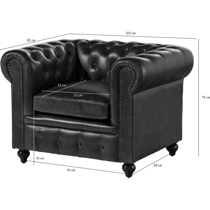 Sessel Echtleder 105x82x75 rot CHESTERFIELD #402 – Bild 8