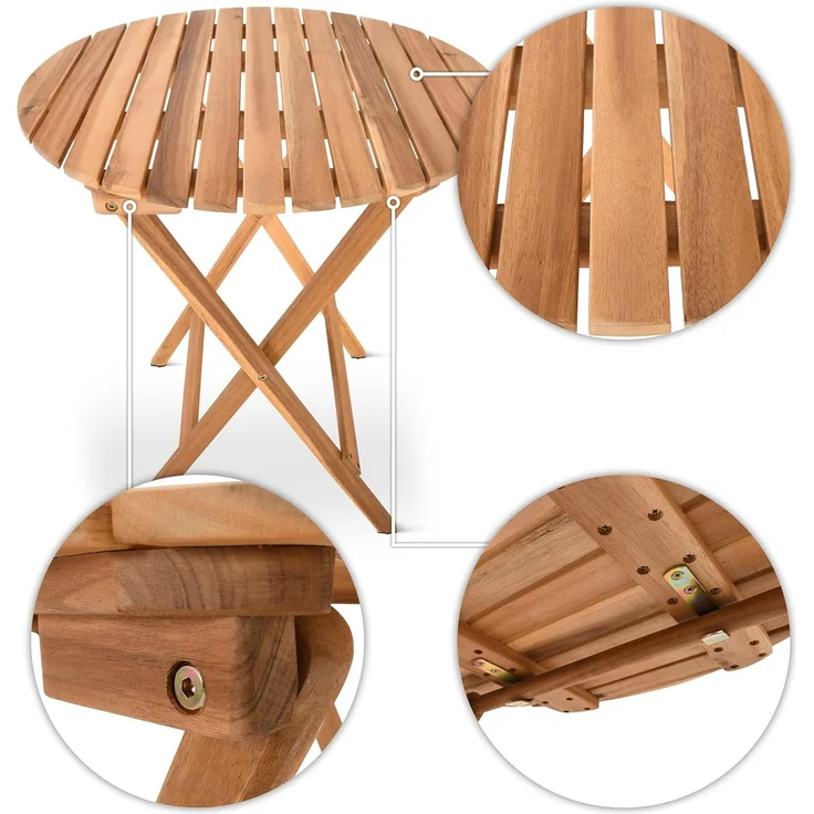 Raburg Balkonset Sitzgruppe Garten Holz wetterfest, Bistrotisch & 2 Stühle, Lanzarote, (Set), klappbares Bistroset, runder Tisch mit 60 cm Durchmesser – Bild 5