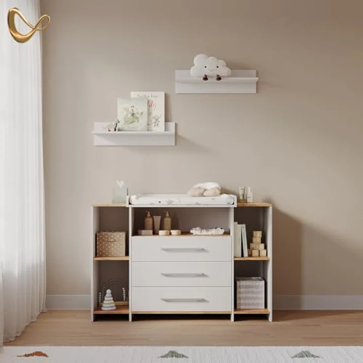 Livinity Wickelkommode Torino, Weiß/Goldkraft Eiche, mit 3 Schubladen – Bild 3