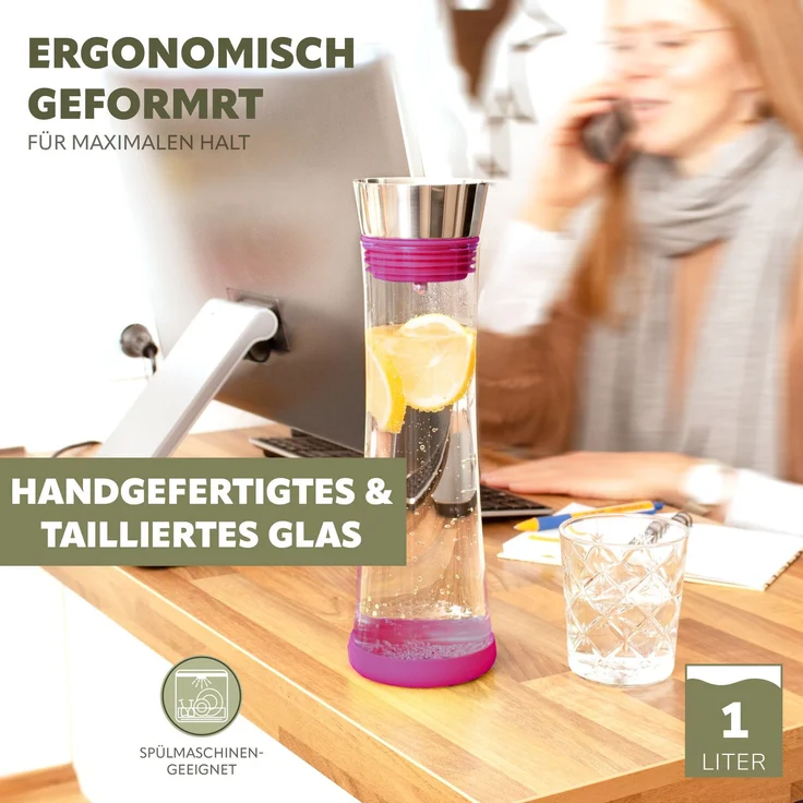 bremermann Karaffe CAROLA mit Silikonfuß - zerlegbarer Deckel - 1 Liter – Bild 4