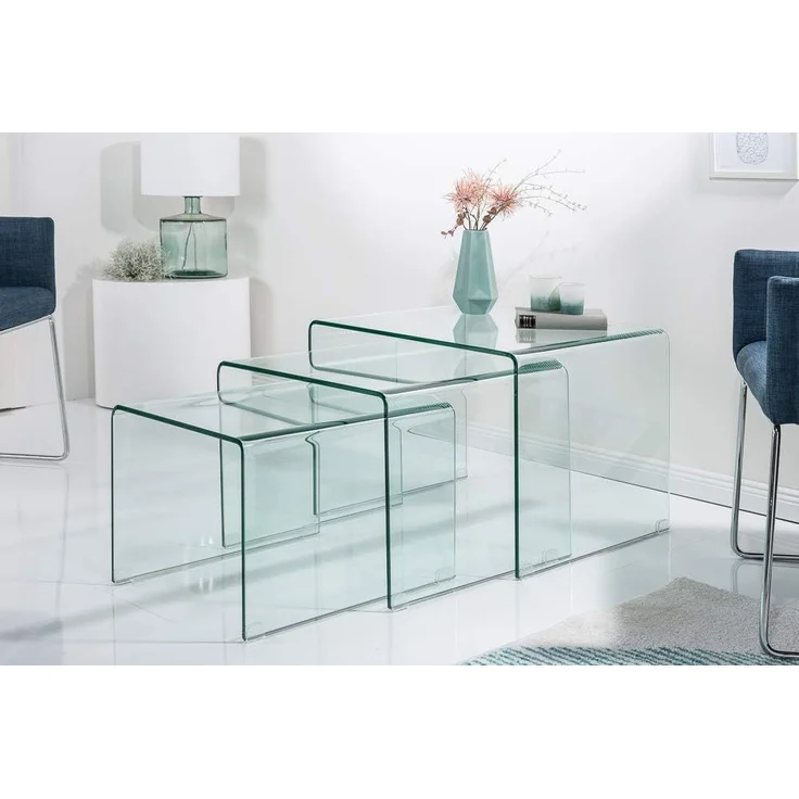 riess-ambiente Couchtisch FANTOME 60cm transparent (Set, 3-St), Wohnzimmer · Glas · eckig · Modern Design – Bild 2