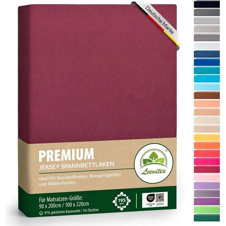 leevitex® Spannbettlaken Spannbettlaken Premium Elasthan, Gummizug: rundum, blickdicht, Anti-Pilling, 97% Baumwolle, 3% Elasthan, 40 cm Steg – Bild 1