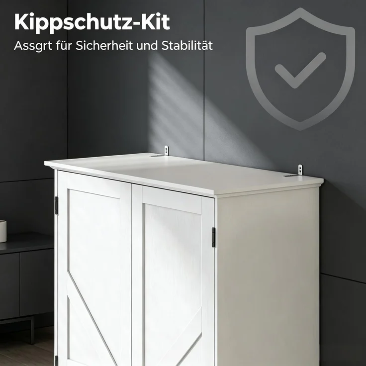 Küchenbuffet 80 x 39,5 x 184,5 cm aus MDF in Weiß mit 2 Schubladen und verstellbaren Einlegeböden – Bild 6
