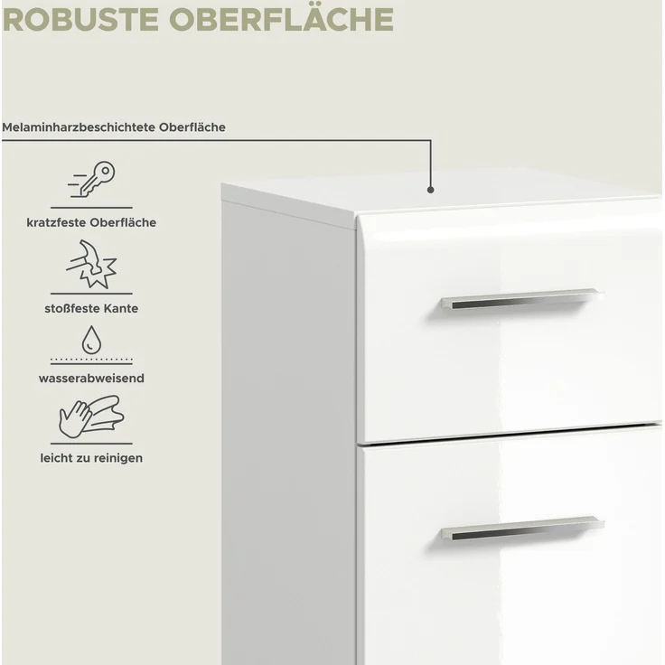 Badschrank Ice - Weiß / Weiß Hochglanz – Bild 11