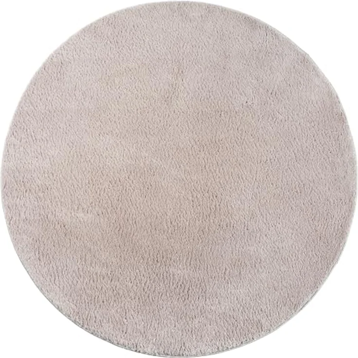 the carpet Relax Moderner Flauschiger Kurzflor Teppich, Anti-Rutsch Unterseite, Waschbar bis 30 Grad, Super Soft, Felloptik, Sand, 200x200 cm Rund – Bild 3