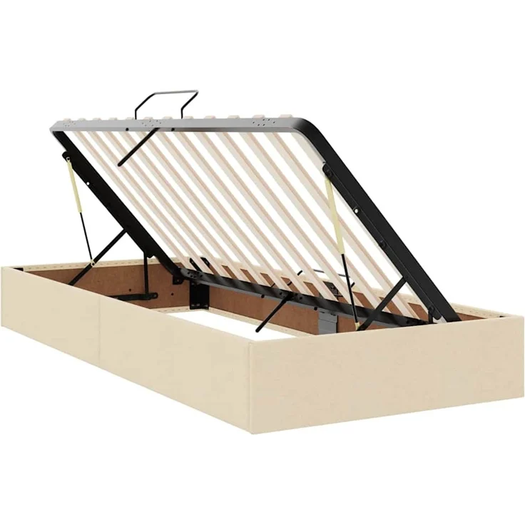 vidaXL LED-Speicherbett mit Matratze Creme 90 x 190 cm Stoff 3371242 – Bild 7
