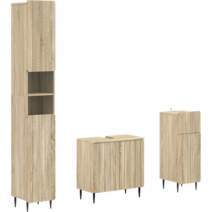 vidaXL 3-teiliges Badezimmer-Schranksystem ZWOLLE Sonoma-Eiche 3417839 – Bild 2
