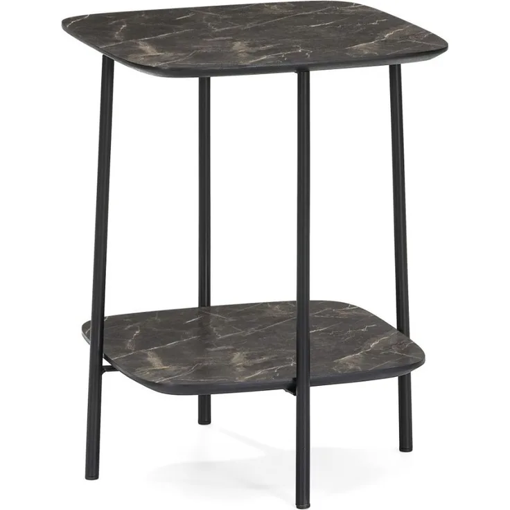 Moderner Design Beistelltisch MARMOL 55cm schwarz Marmor-Optik Metallgestell