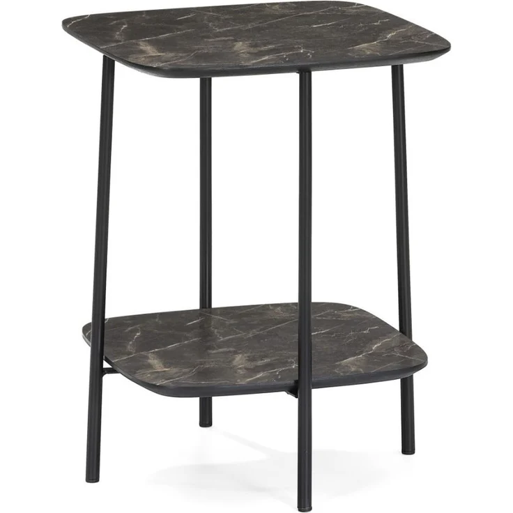 Moderner Design Beistelltisch MARMOL 55cm schwarz Marmor-Optik Metallgestell – Bild 1