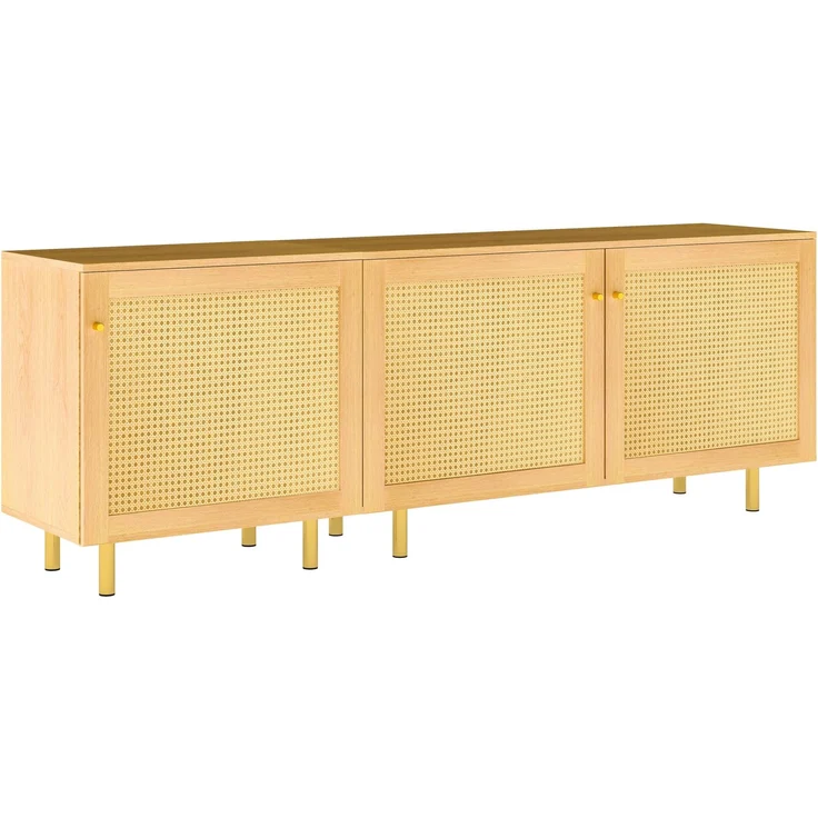 DESVIAE Sideboard modular mit 3 Türen 180x63x40 cm MDF Natur mit Metallfüßen – Bild 8