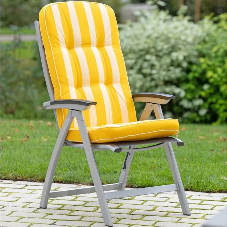 Herlag Hochlehnerauflage Tilly, (1 St), Gartenmöbelauflage 123x50x7cm Blockstreifen Gelb-Gestreift