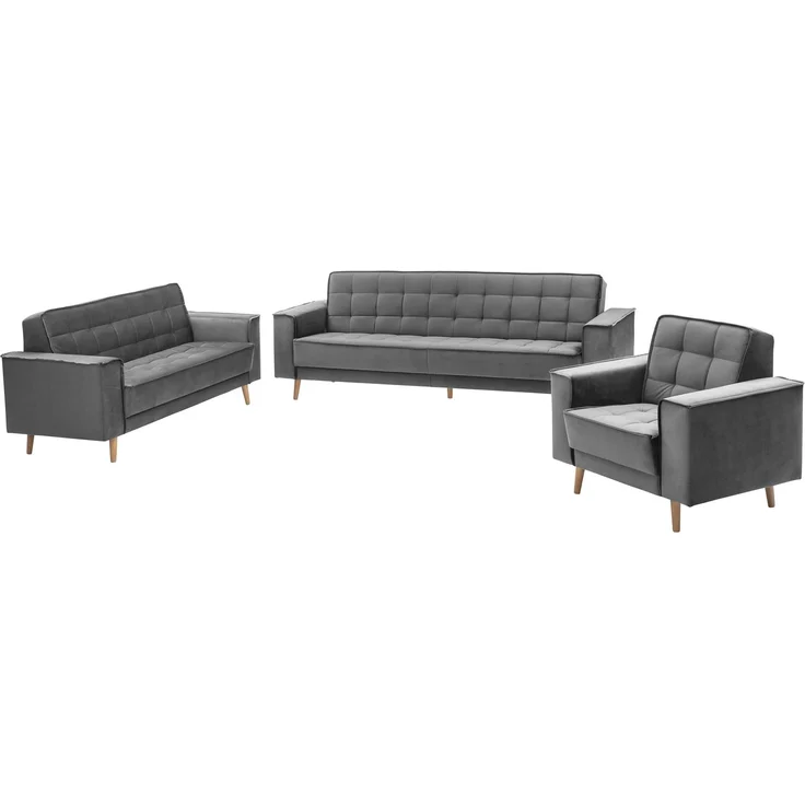 Sofa 3-Sitzer mit Bettfunktion Kavindra Samtvelours anthrazit – Bild 7
