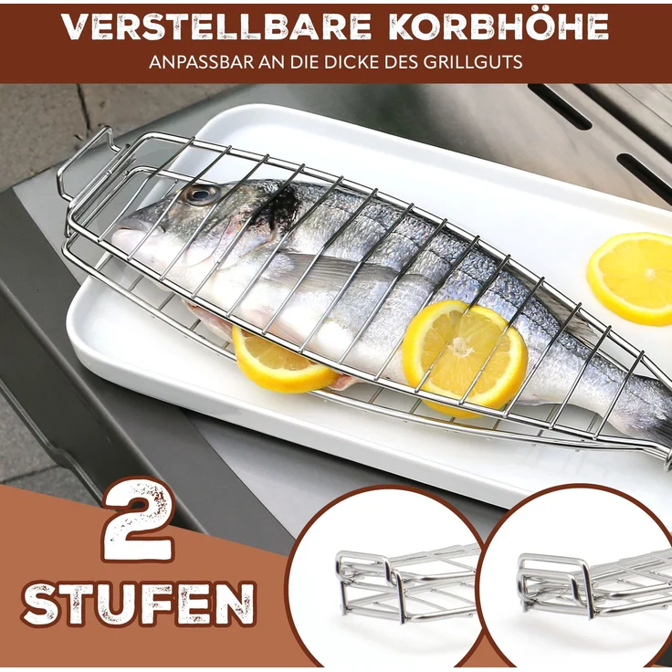 Fisch-Grillhalter 4er Set Fischhalter, Fischgriller, Fischbräter – Bild 4
