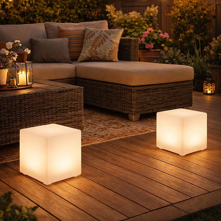 2x LED Solarleuchte, Würfel, LxH 20x20 cm – Bild 3