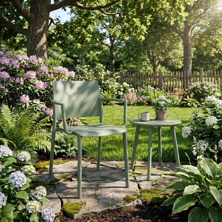 CLP Gartenstuhl wetterfest Valtor UV-beständig mit Armlehnen belastbar bis 150 kg,oliv – Bild 3