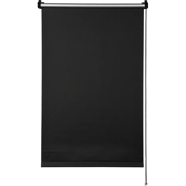 Deco Company Thermo-Rollo ohne Bohren mit Thermo-Rückseite, Klemm-Montage, Höchste Lichtreflektion, Energiesparend, Lichtundurchlässig, Alle Montage-Teile inklusive, Schwarz, 45 x 150 cm