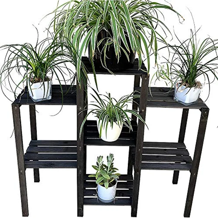 Blumentreppe Blumenregal Pflanzregal Blumenhocker Standregal schwarz – Bild 2