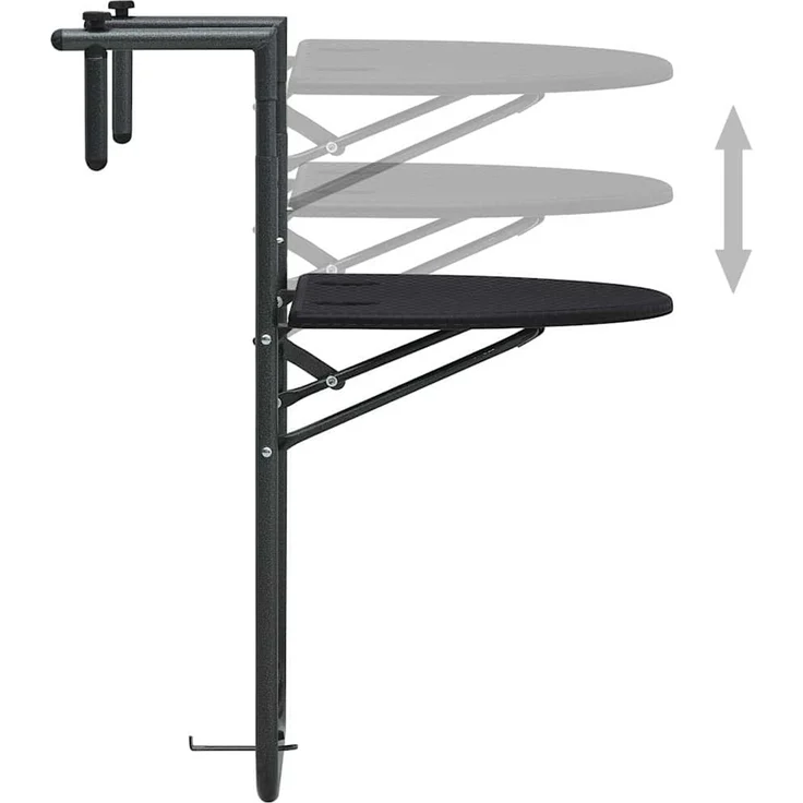 Balkonhängetisch, Balkontisch Schwarz 60 x 64 x 83,5 cm Kunststoff Rattan-Optik – Bild 5
