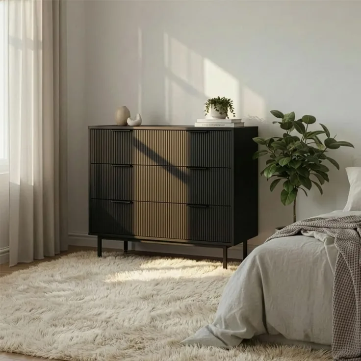 HOME DELUXE Kommode NYLA Schwarz - 90x80 cm