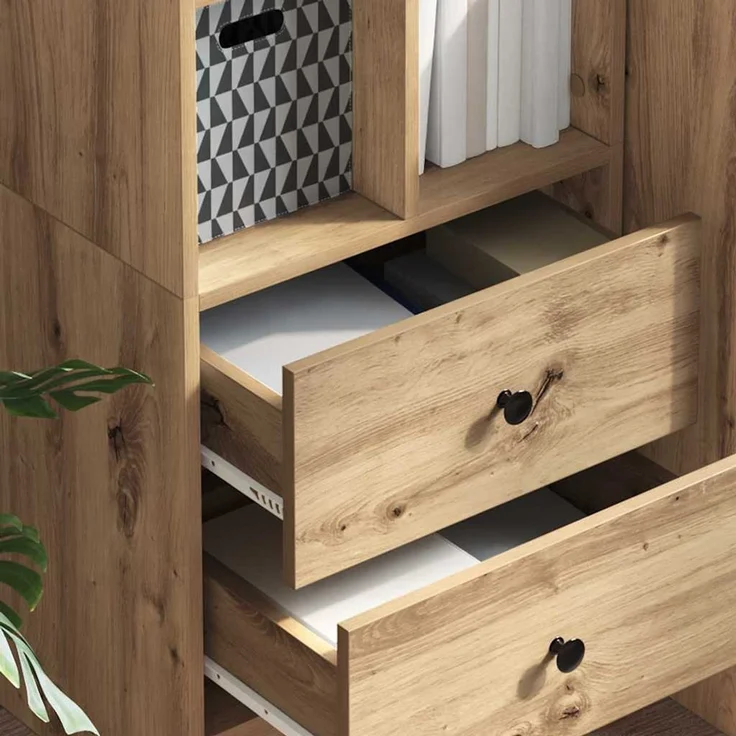 vidaXL Highboard mit Schubladen Artisan-Eiche 45,5 x 34 x 127 cm 869369 – Bild 3