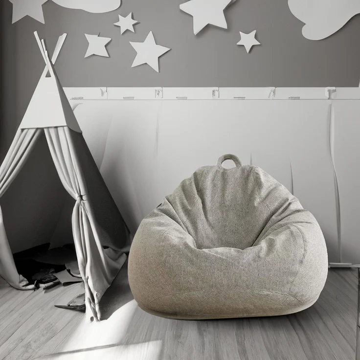 AD.CON Sitzsack mit Füllung, Hellgrau, 70 x 80 x 50 120L, Styropor-Regranulat – Bild 4