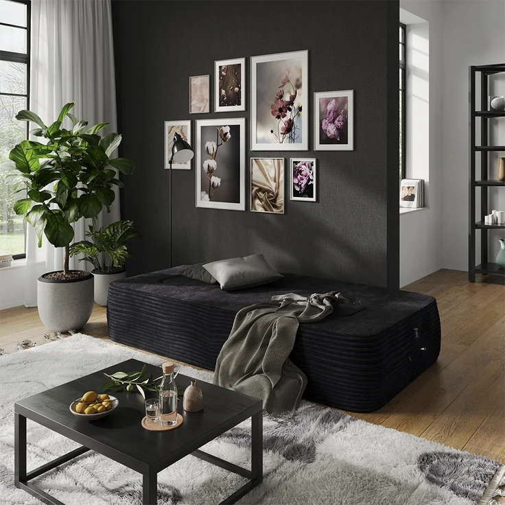 Sofa Lille Schwarz 190 cm mit Schlaffunktion Vitalispa – Bild 4