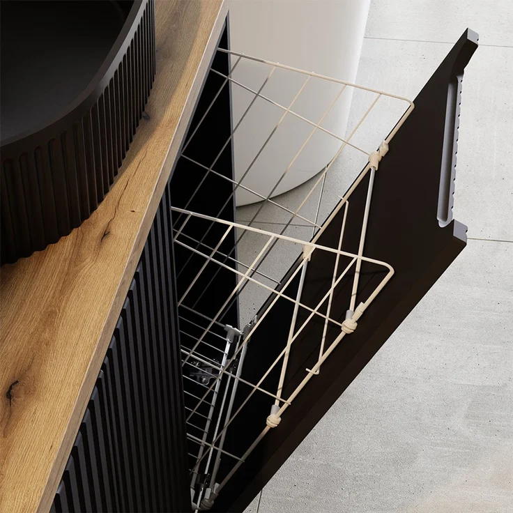 Unterschrank mit Wäschekorb, 40 cm, schwarz, NEWPORT-56-BLACK – Bild 6