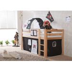 Relita Halbhohes Spielbett ALEX Buche massiv natur lackiert mit Stoffset Pirat