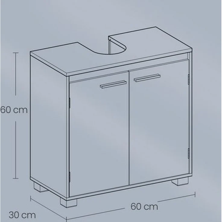VASAGLE Waschbeckenunterschrank, Badezimmerschrank, 2 Fächer hinter den Türen, für Waschbecken ohne Säule, Badezimmer-Unterschrank mit Füßen – Bild 5