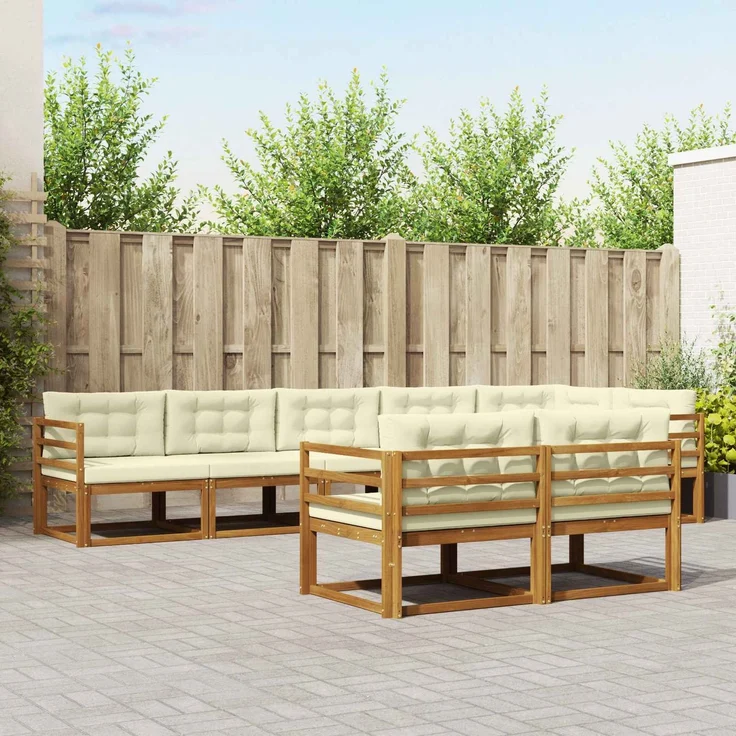 vidaXL Outdoor-Sofagarnitur 8 stk. 8-Sitzer Natur und Creme 3367738 – Bild 1
