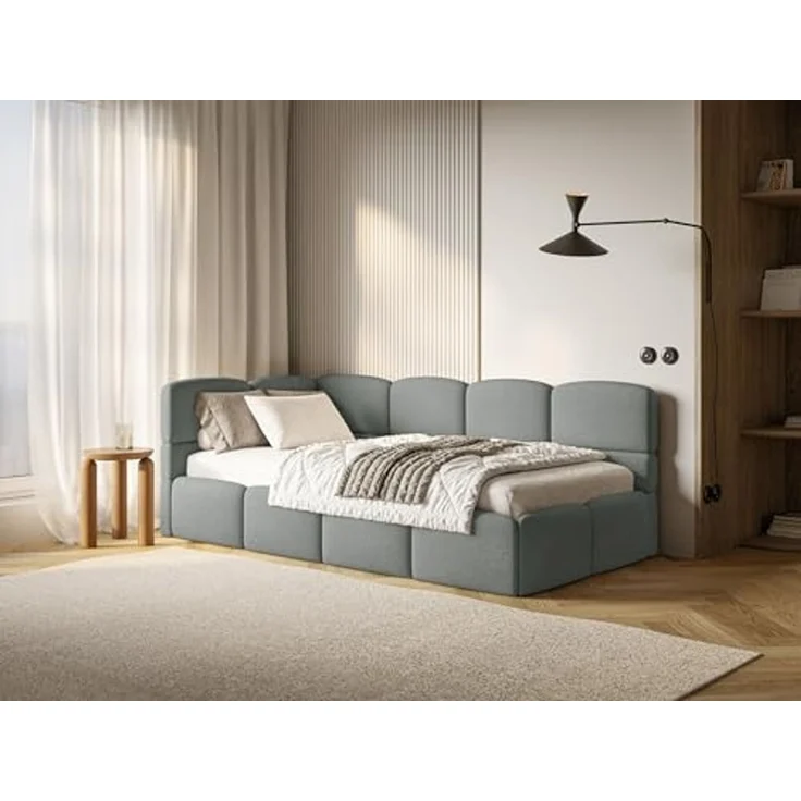 Selsey 'Cloudy' Jugendbett 120 cm, Bettkasten, Chenille, Kopfteil links, Dunkelgrau – Bild 4