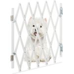 Relaxdays Hundeabsperrgitter, Bambus weiß, Breite 17-96 cm x Höhe 48,5-60 cm, Weiß
