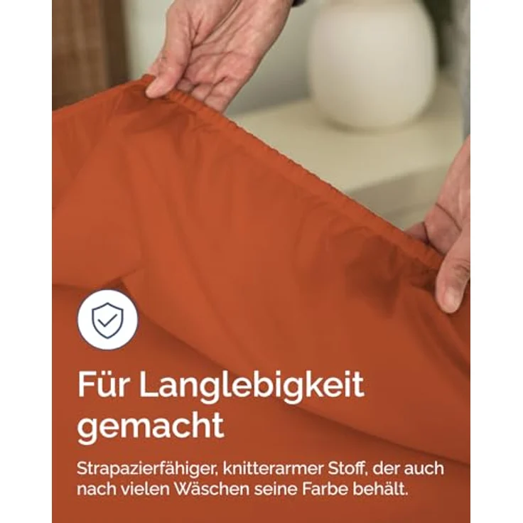 Spannbettlaken 100x200 cm Terracotta - 40cm (16") Tiefe Tasche - Premium Mikrofaser Spannbetttuch - Weich und Knitterfrei - Atmungsaktiv, Hypoallergen und Oeko-TEX Standard 100 Zertifiziert – Bild 6
