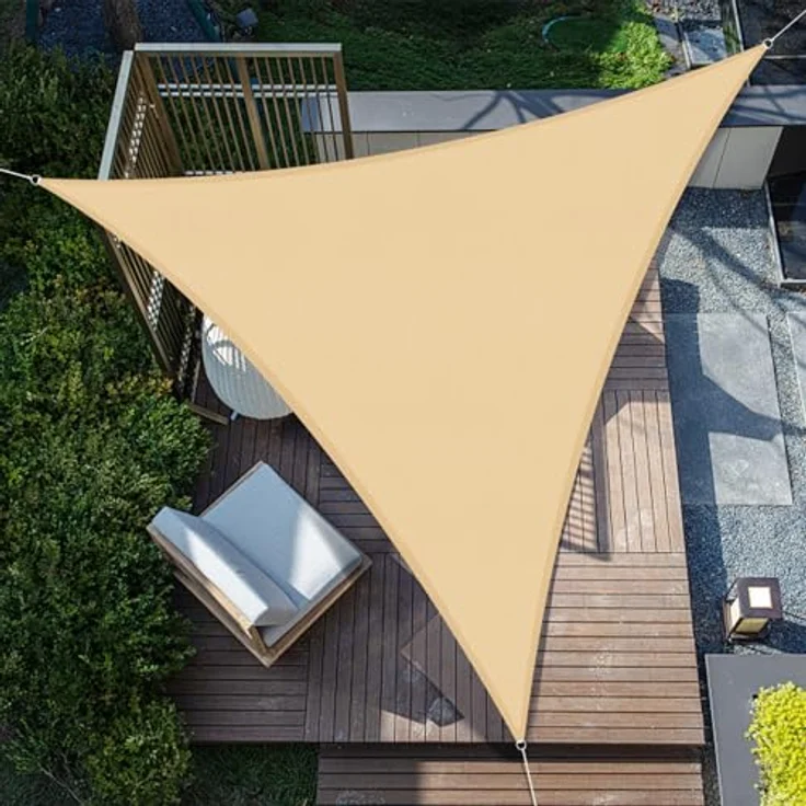 SUNNY GUARD Sonnensegel Wasserdicht 2x2x2m Dreieckig Sonnenschutz Wetterschutz Segel Baldachin UV Schutz für Balkon Terrasse Garten, Sand – Bild 1