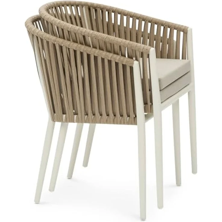 IDIMEX Garten-Essgruppe ISOLA, Gartenmöbelset mit 8 Stühlen und Tisch mit Alu & Holzoptik weiß – Bild 5