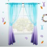 KOUFALL Violette Vorhänge für Schlafzimmer, Mädchenzimmer, Meerjungfrauen-Ombré-Optik, durchscheinende Kindervorhänge für Kinderzimmer, Baby, 2-teiliges Set, helles Lavendel und Blaugrün, 213 cm lang