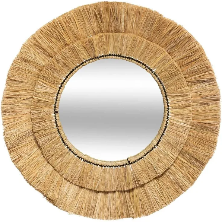 Spiegel Sonne SAFARI, mit Raphia-Rahmen, Ø 57 cm
