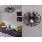 Deckenleuchte JOHANN Gitter Lampenschirm Metall in Schwarz, Ø 50cm