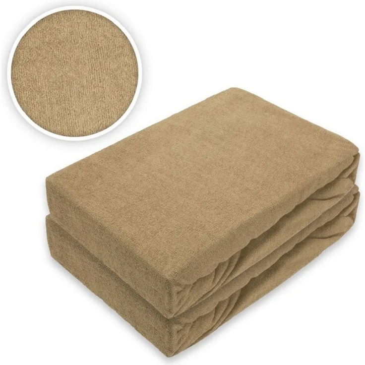 Doppelpack Frottee Spannbettlaken 60 - 70 x 140 cm Sand – Bild 2