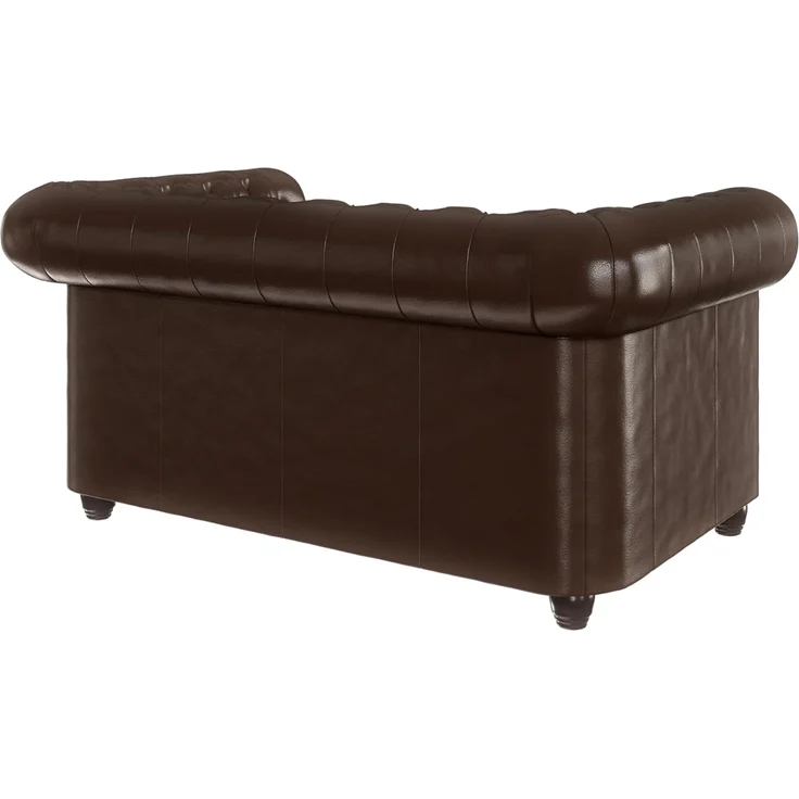 S-Style Möbel Chesterfield-Sofa Jeff, 2-Sitzer aus veganem Leder mit Holzfüßen, mit Wellenfederung – Bild 4