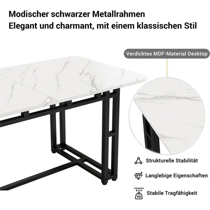 Flieks Essgruppe, (Set, 5-tlg), Esstisch mit 4 Stühlen Set Esszimmer Sitzgruppe, Metallbeine – Bild 4