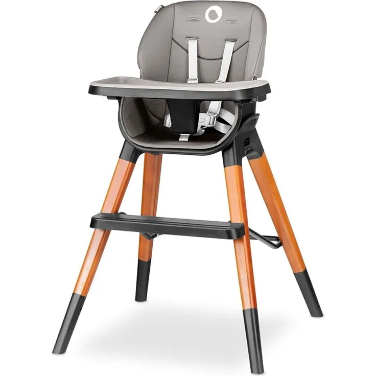LIONELO Mona 4in1 Kinderhochstuhl, hochstuhl, hoher, verstellbarer Stuhl, abnehmbares Tablett, rutschfest, 6 bis 36 Monate, Sicherheitsgurte, Belastbarkeit bis 15 kg / 25 kg / 75 kg (Schwarz)