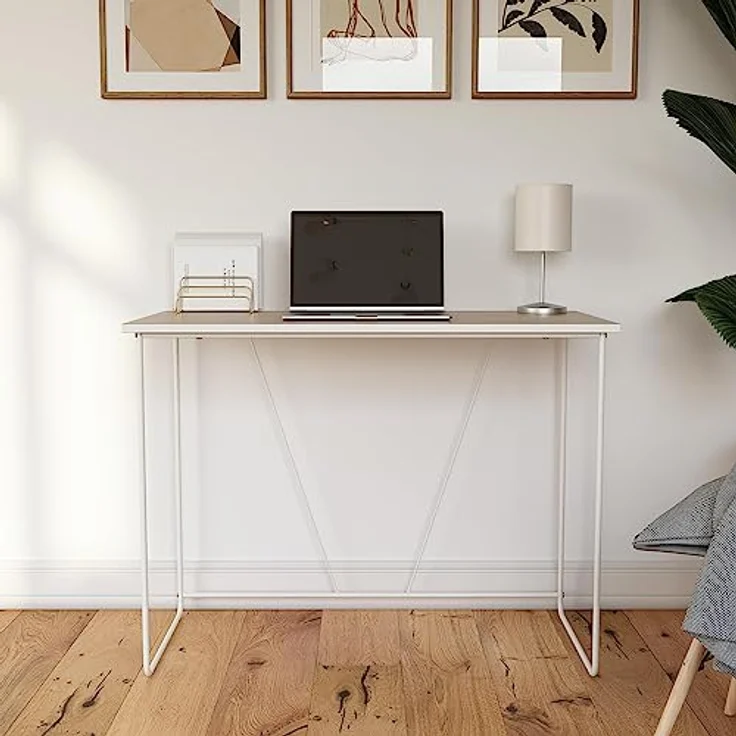 DHP Furniture Dante Computerschreibtisch aus Spanplatte, weißes Metallgestell (BxTxH) 99x49x75 cm – Bild 2