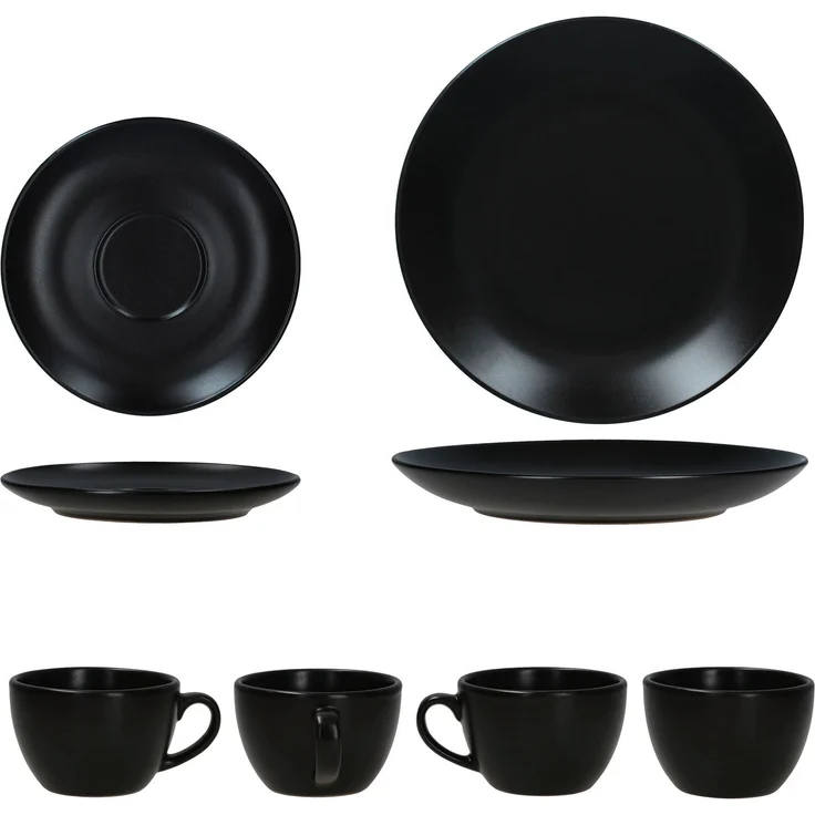 18tlg Kaffeeservice Panther schwarz Steingut 6 Personen – Bild 6