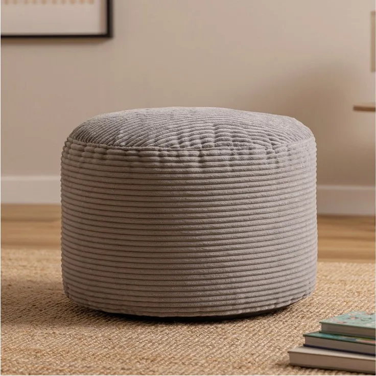 icon Pouf XL aus Cord „Milano“, mit Füllung, 55x55x35, Made in Germany