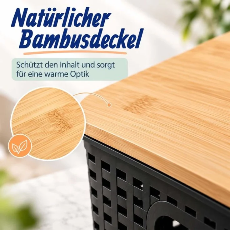 Relaxdays Aufbewahrungsbox mit Bambusdeckel im Set – Bild 9