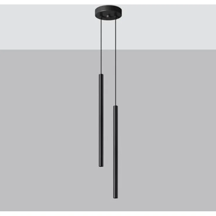 Sollux Lighting Pastelo 2 Pendelleuchte, modern schwarz, 2 Lichtquellen, aus Stahl, Höhe 118 cm, ideal für Wohnzimmer und Schlafzimmer – Bild 4